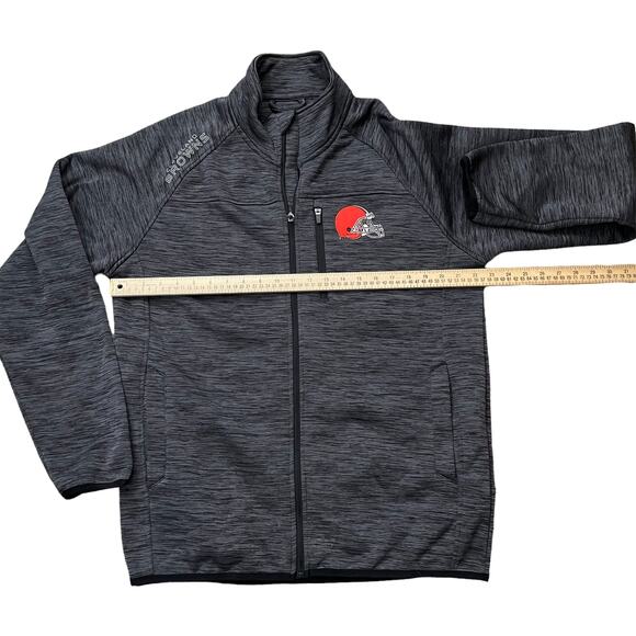 Cleveland Browns NFL Jacket Men's Large Full Zip Fleece Lined Coat Heather Gray - Picture 9 of 12